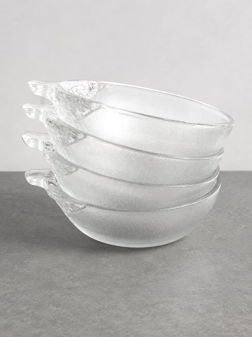 Vintage KIG Indonesia Clear Glass Tomato Shaped Bowls Set of 4 Decorative 6"